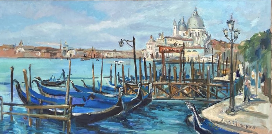 huile sur toile sur la Sérénissime qui fait partie d’une série, peinte en 2021 après mon séjour à Venise
